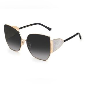 Jimmy Choo River/S 2M2/90 Black Gold Women Sunglasses Cat Eye Authentic